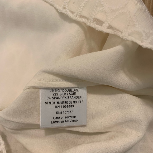 NWOT Alice + Olivia cream rolled sleeve silk top. - Picture 5 of 6